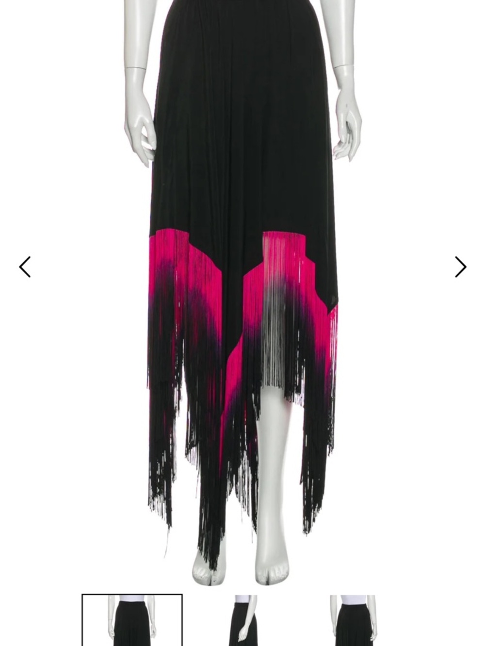 Romance Was Born Black & Fuchsia Fringe Asymmetrical Midi Skirt